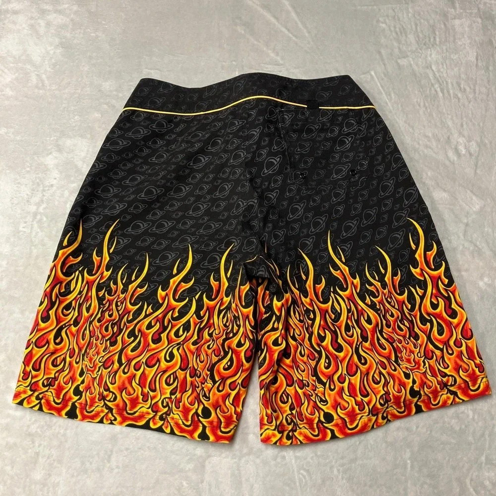 Vintage Y2K Lost Enterprises Board Shorts Flames Space AOP Made in USA Mens 34